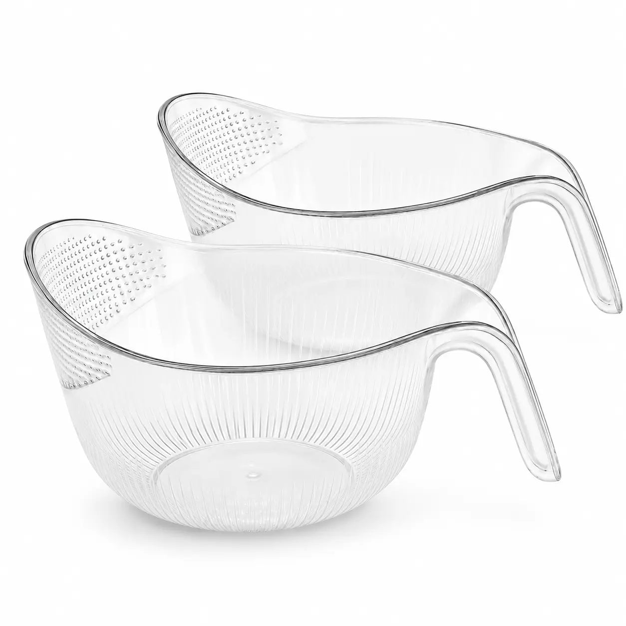 Multifunctional Aesthetic Rice Strainer with Handle - Durable BPA-Free Transparent Plastic Colander for Draining Vegetables, Fruits, Cheese, and Coffee Dispenser Set