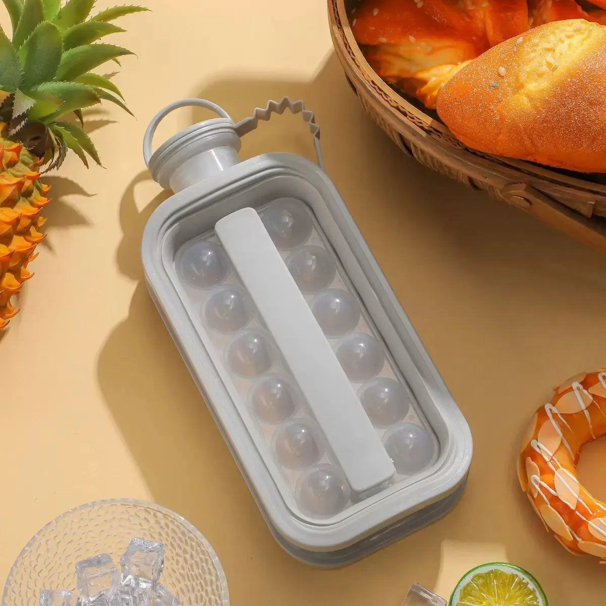 Professional Grade Spherical Ice Ball Maker Mold - Food Grade Silicone Ice Tray with Airtight Storage Box and Freezer Bag for Whiskey, Coffee, Water Bottles, and Cocktails