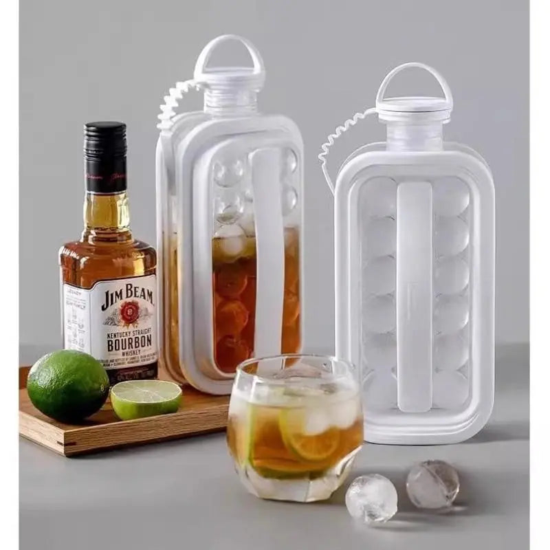Professional Grade Spherical Ice Ball Maker Mold - Food Grade Silicone Ice Tray with Airtight Storage Box and Freezer Bag for Whiskey, Coffee, Water Bottles, and Cocktails